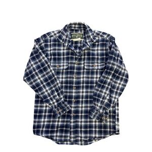 Field & Stream Mens Flannel Shirt Blue Plaid Long Sleeve Button Up Medium